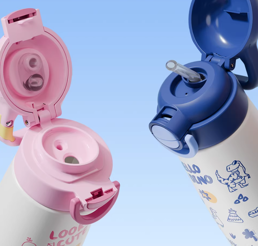 Kids Thermal Bottle 500ml - 316L Steel & Dual-Sip Straw