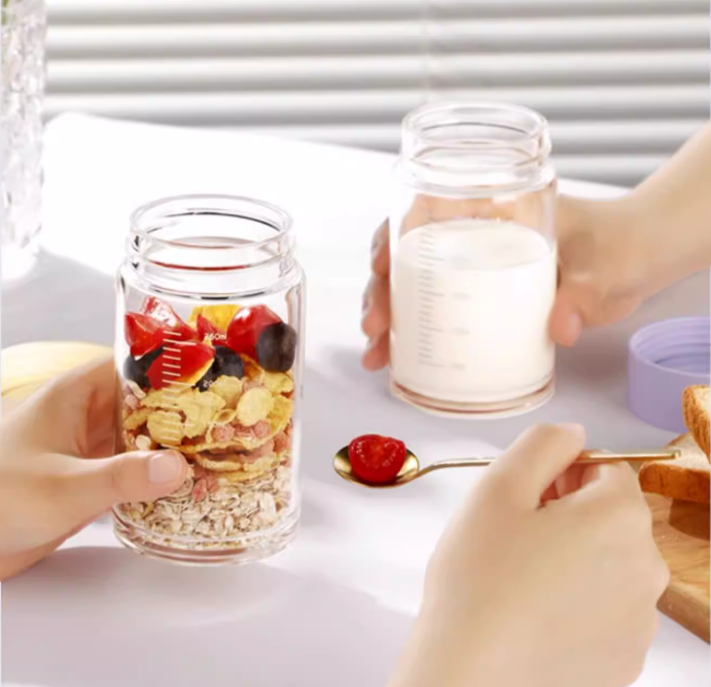 Borosilicate Glass Travel Mug with Insulated Sleeve & Integrated Handle