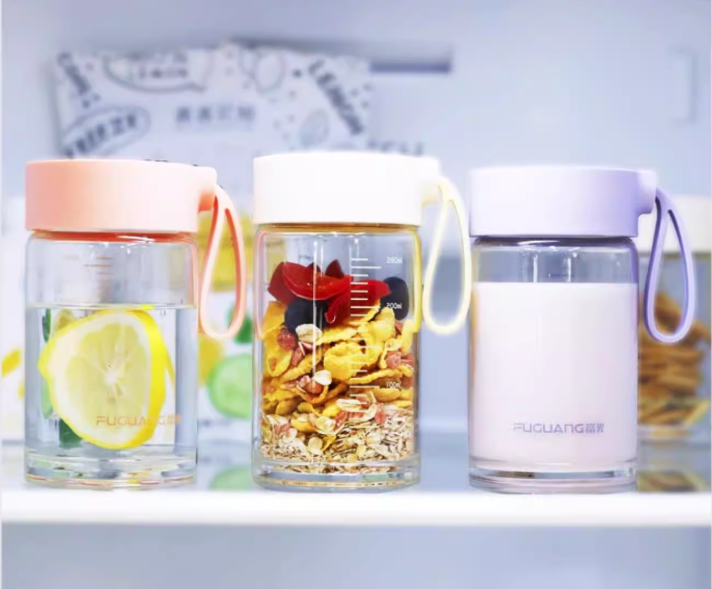 Borosilicate Glass Travel Mug with Insulated Sleeve & Integrated Handle