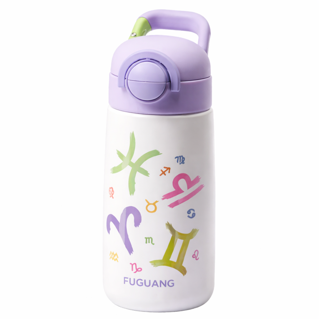 Kids Thermal Bottle 500ml - 316L Steel & Dual-Sip Straw