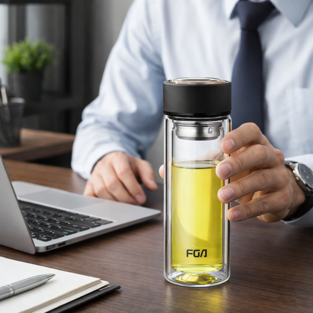 Double Wall Glass Tea Bottle - Handcrafted with Steel Infuser