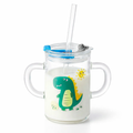 Kids Glass Milk Cup - Microwave Safe & Soft Straw 300ml