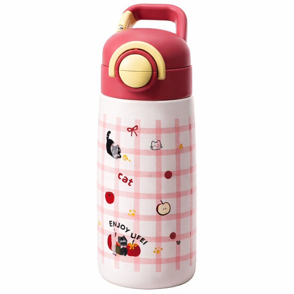 Kids Thermal Bottle 500ml - 316L Steel & Dual-Sip Straw