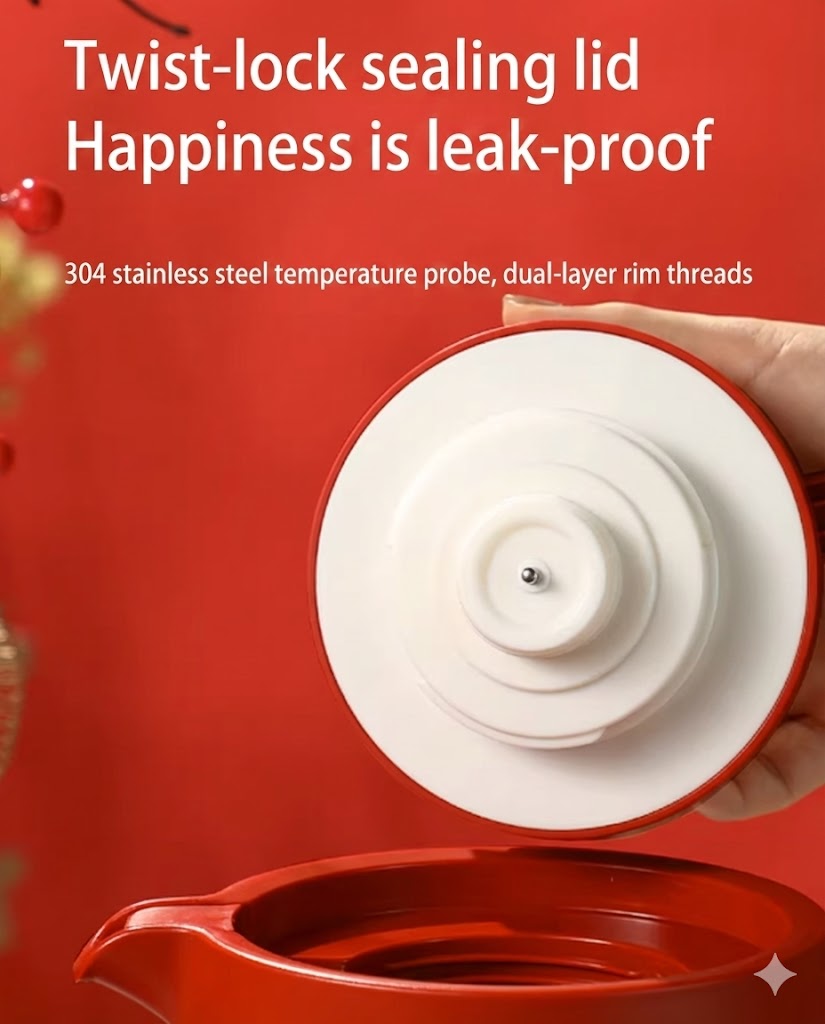 Smart Thermal Carafe 1.5L - Red Glass Liner & Temp Display