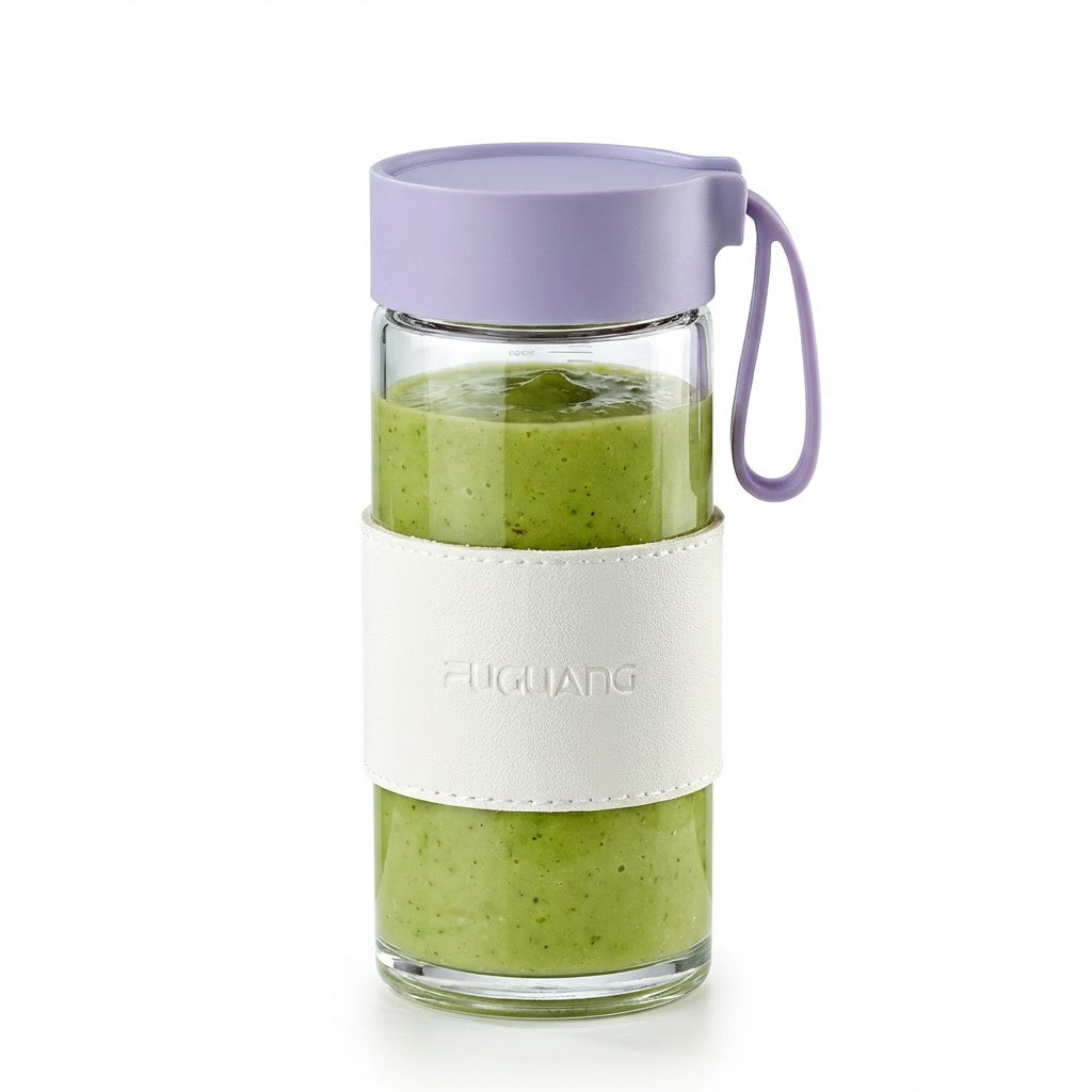 Borosilicate Glass Travel Mug with Insulated Sleeve & Integrated Handle