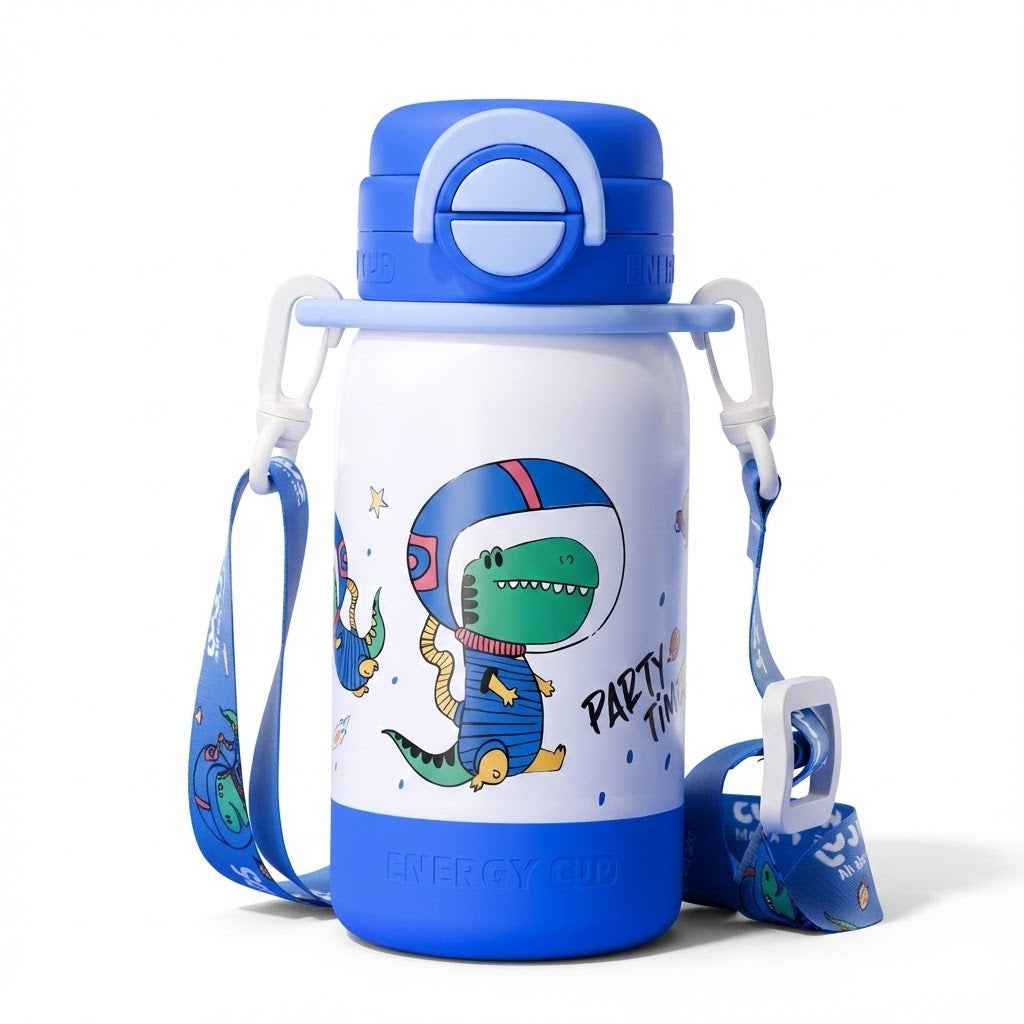 Kids Insulated Water Bottle - 316L Steel & Dual Straw 560ml