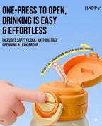 Kids Insulated Water Bottle - 316L Steel & Dual Straw 560ml