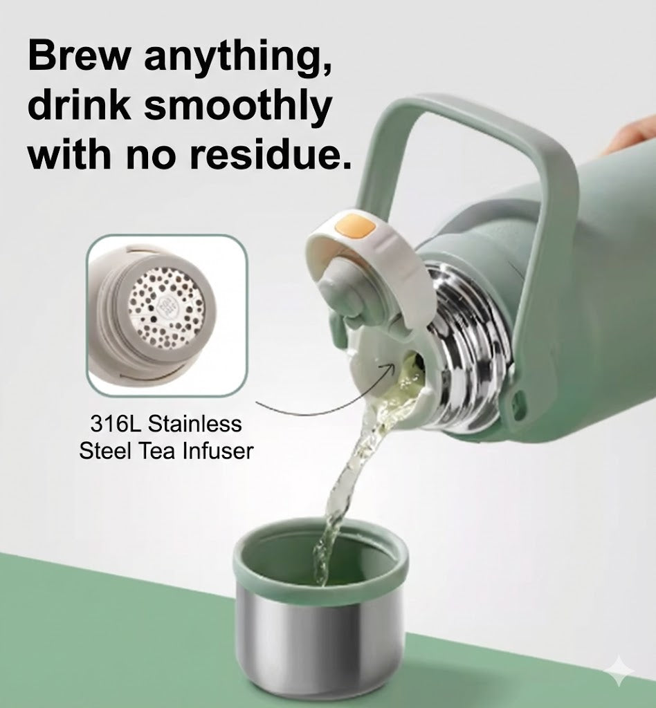 Insulated Stainless Steel Flask (700ml-1500ml) - 316L Medical Grade - 24H Thermal Performance