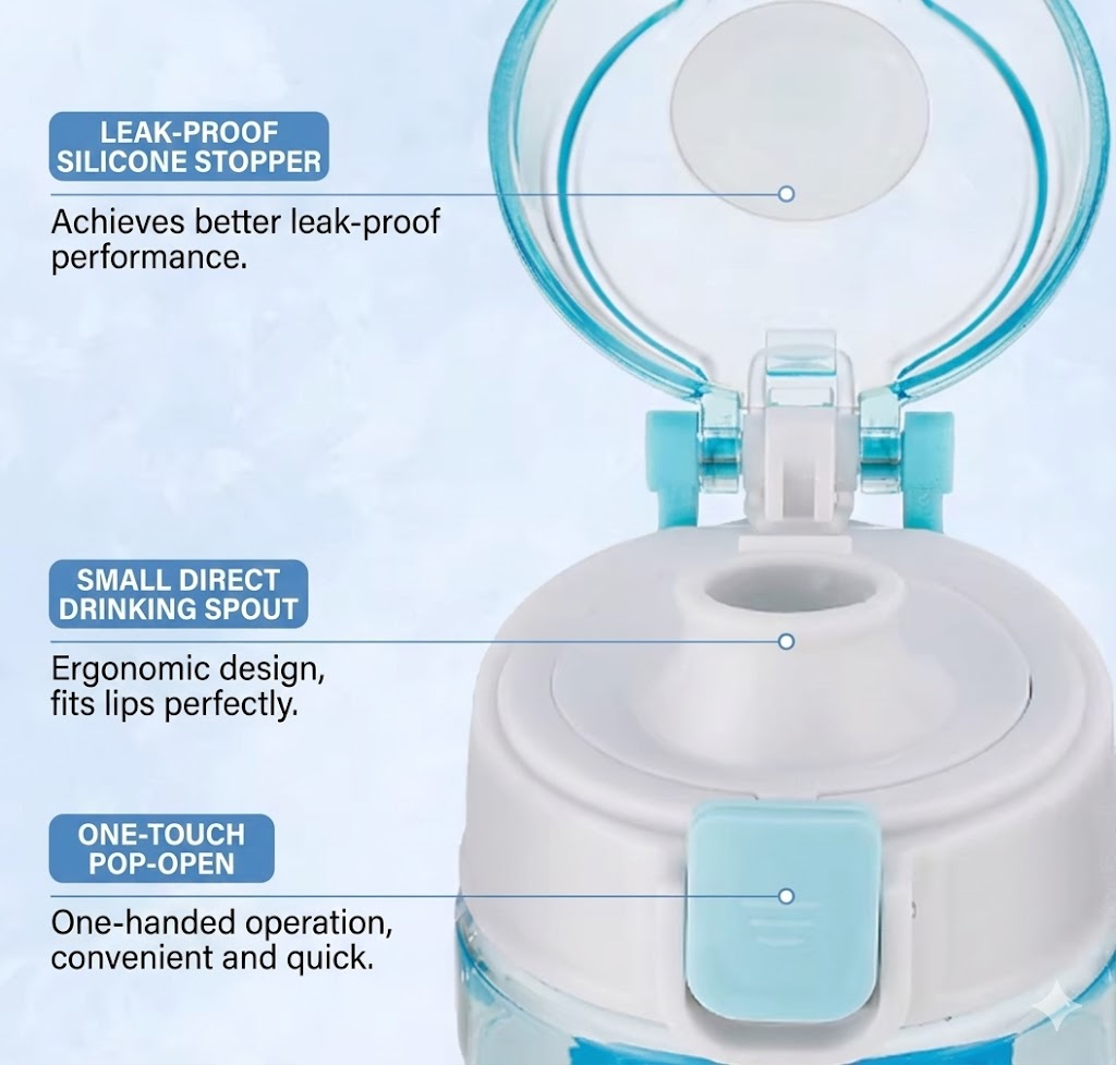 Sports Water Bottle 1000ml - BPA-Free Tritan & Straw